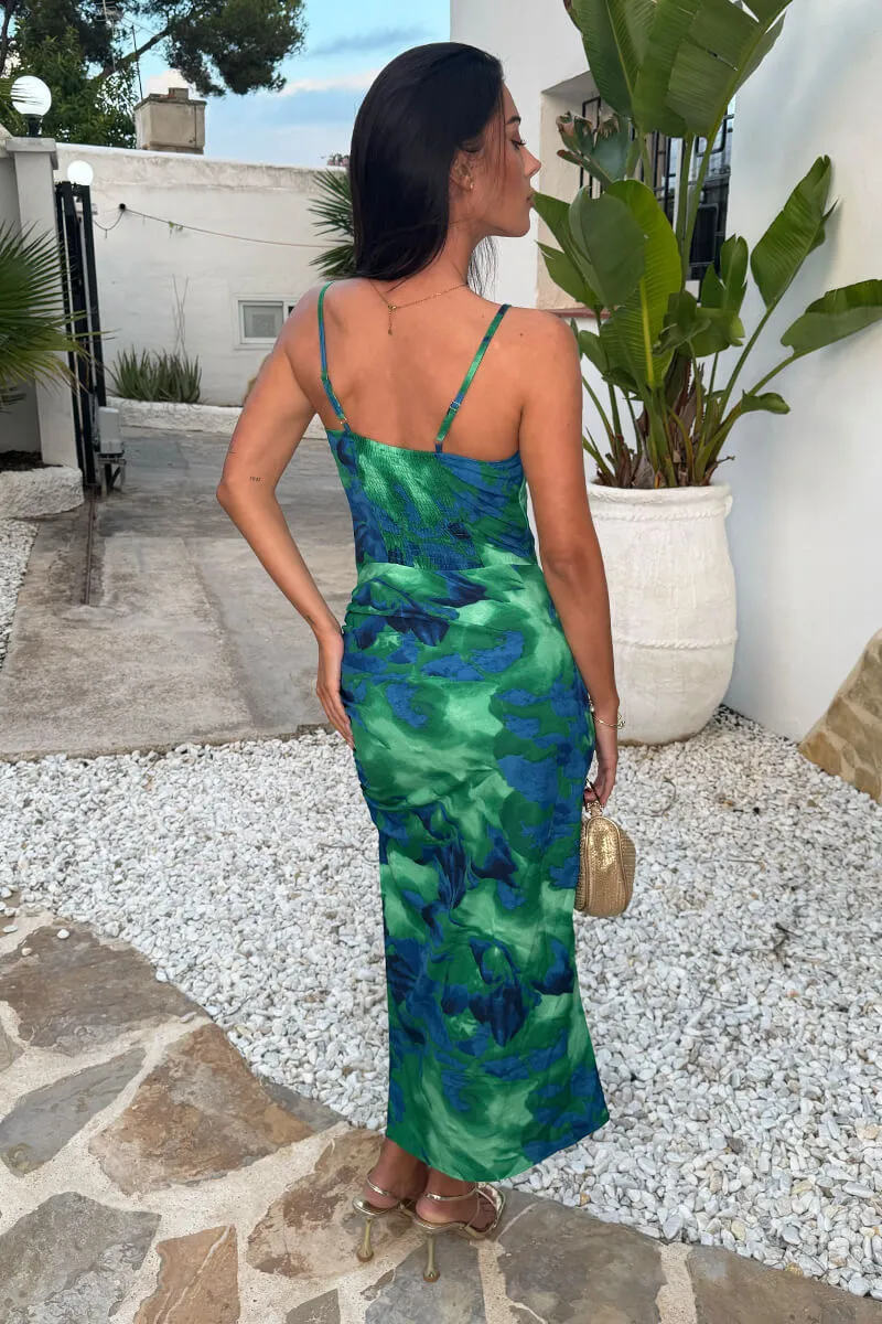 Green And Blue Abstract Print Strappy Midi Dress sold by AX Paris product image thumbnail 5