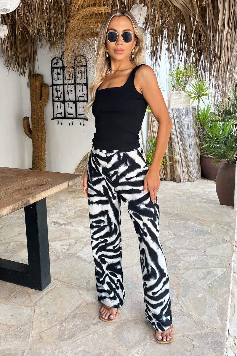 Black And White Animal Print Wide Leg Trousers sold by AX Paris product image thumbnail 5