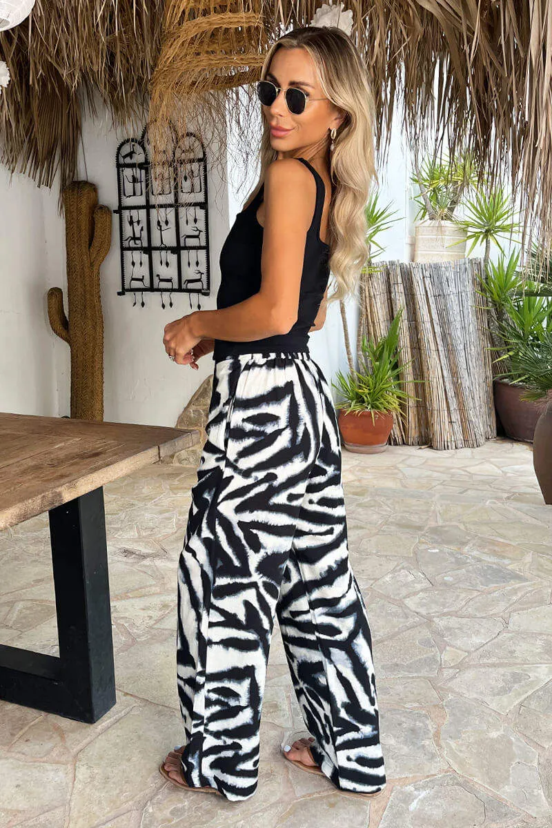 Black And White Animal Print Wide Leg Trousers sold by AX Paris product image thumbnail 3