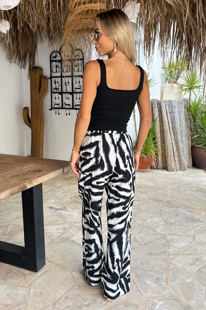 Black And White Animal Print Wide Leg Trousers sold by AX Paris product image thumbnail 4