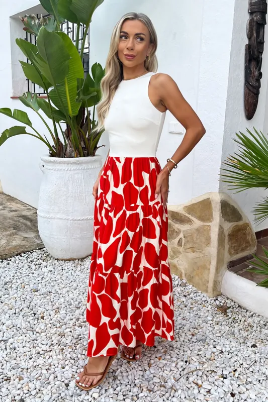 Orange Abstract Print 2 In 1 Smock Midi Dress sold by AX Paris