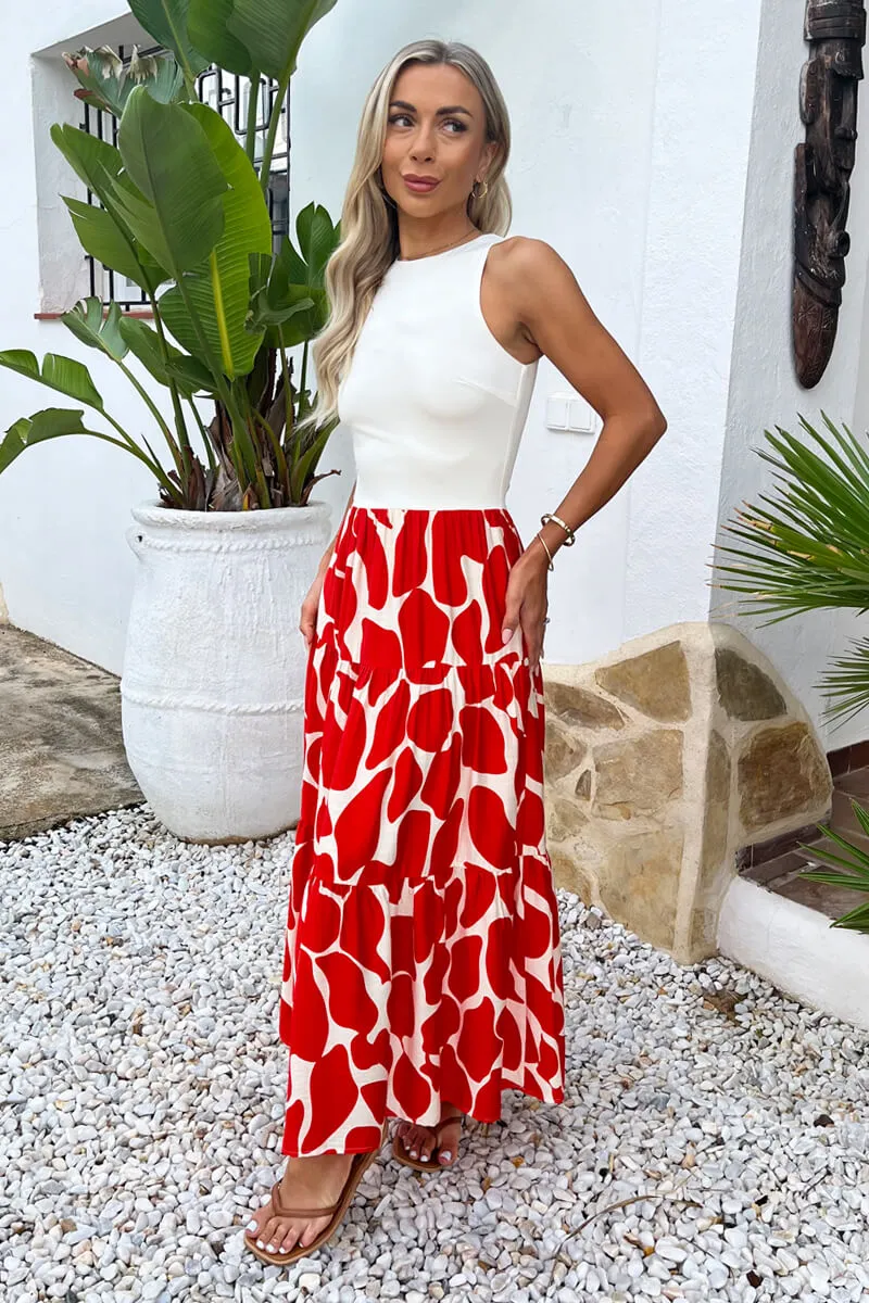 Orange Abstract Print 2 In 1 Smock Midi Dress sold by AX Paris