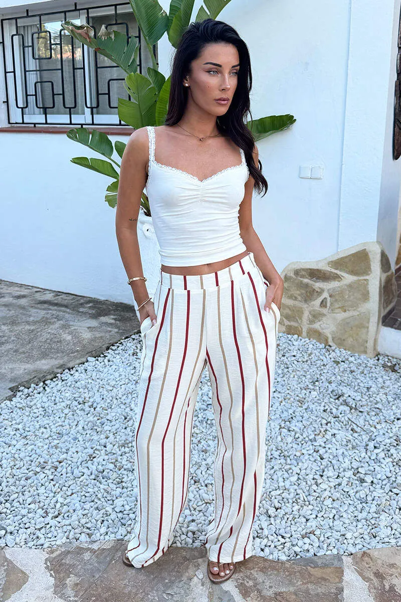 Multi Striped Print Wide Leg Trousers sold by AX Paris