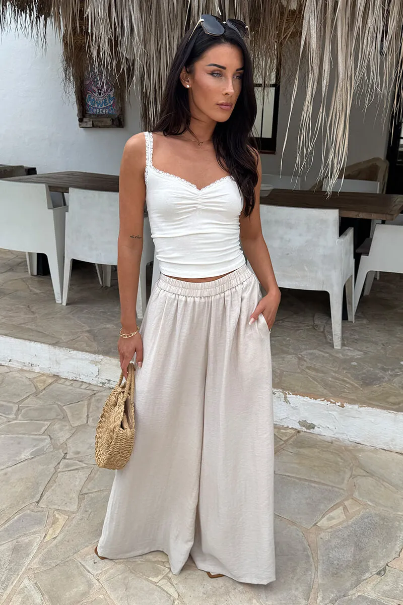 Stone High Waist Palazzo Trousers sold by AX Paris product image thumbnail 2