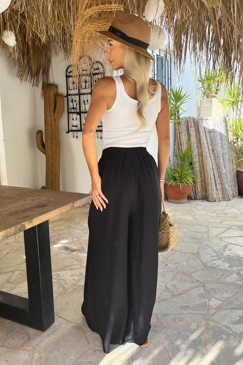 Black High Waist Palazzo Trousers sold by AX Paris product image thumbnail 5