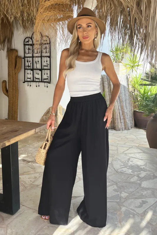 Black High Waist Palazzo Trousers made by AX Paris