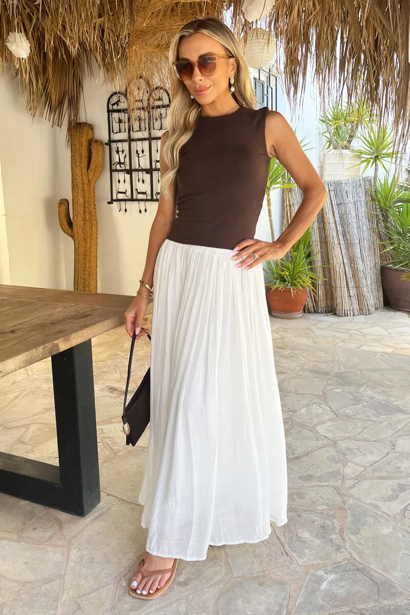 White Pleated Boho Midi Skirt sold by AX Paris product image thumbnail 2