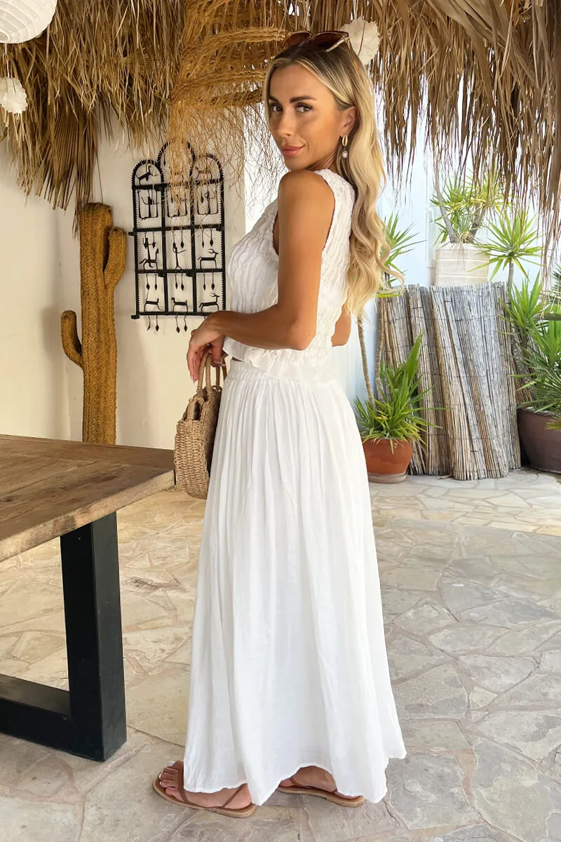 White Pleated Boho Midi Skirt sold by AX Paris product image thumbnail 4