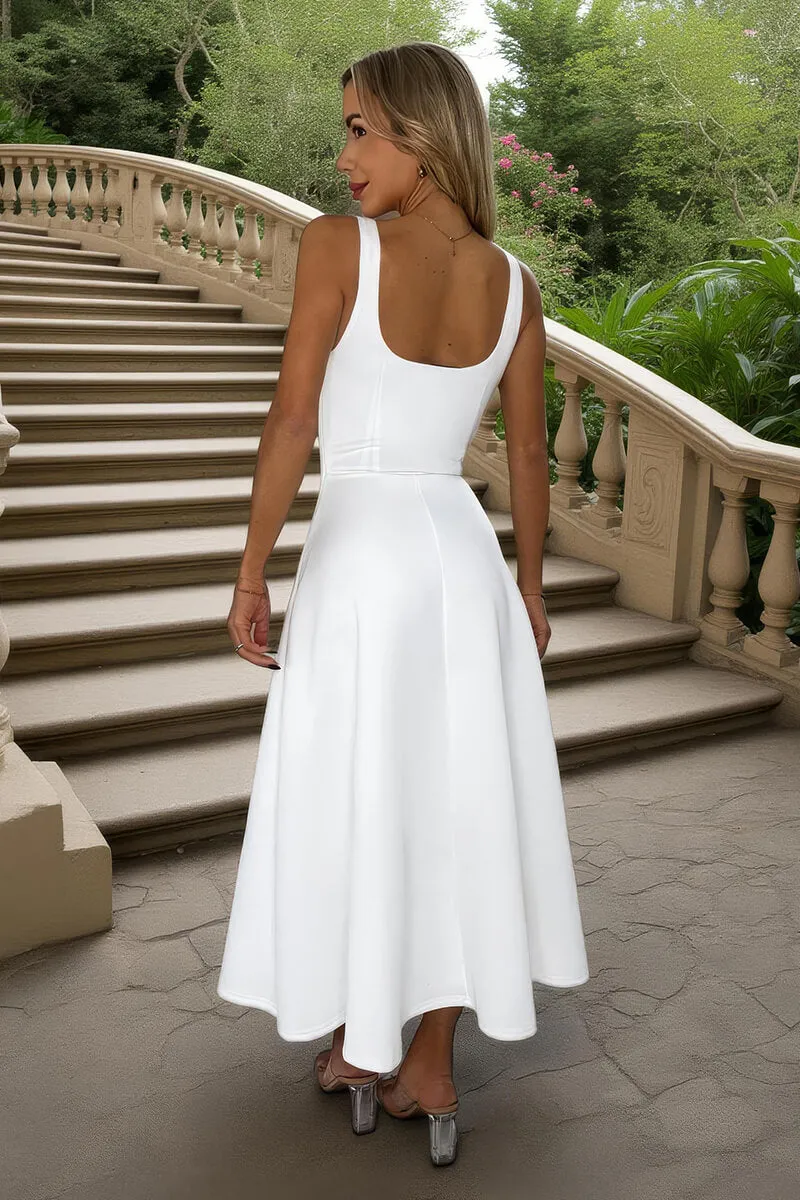 Cream Square Neck A-line Midi Dress sold by AX Paris product image thumbnail 5