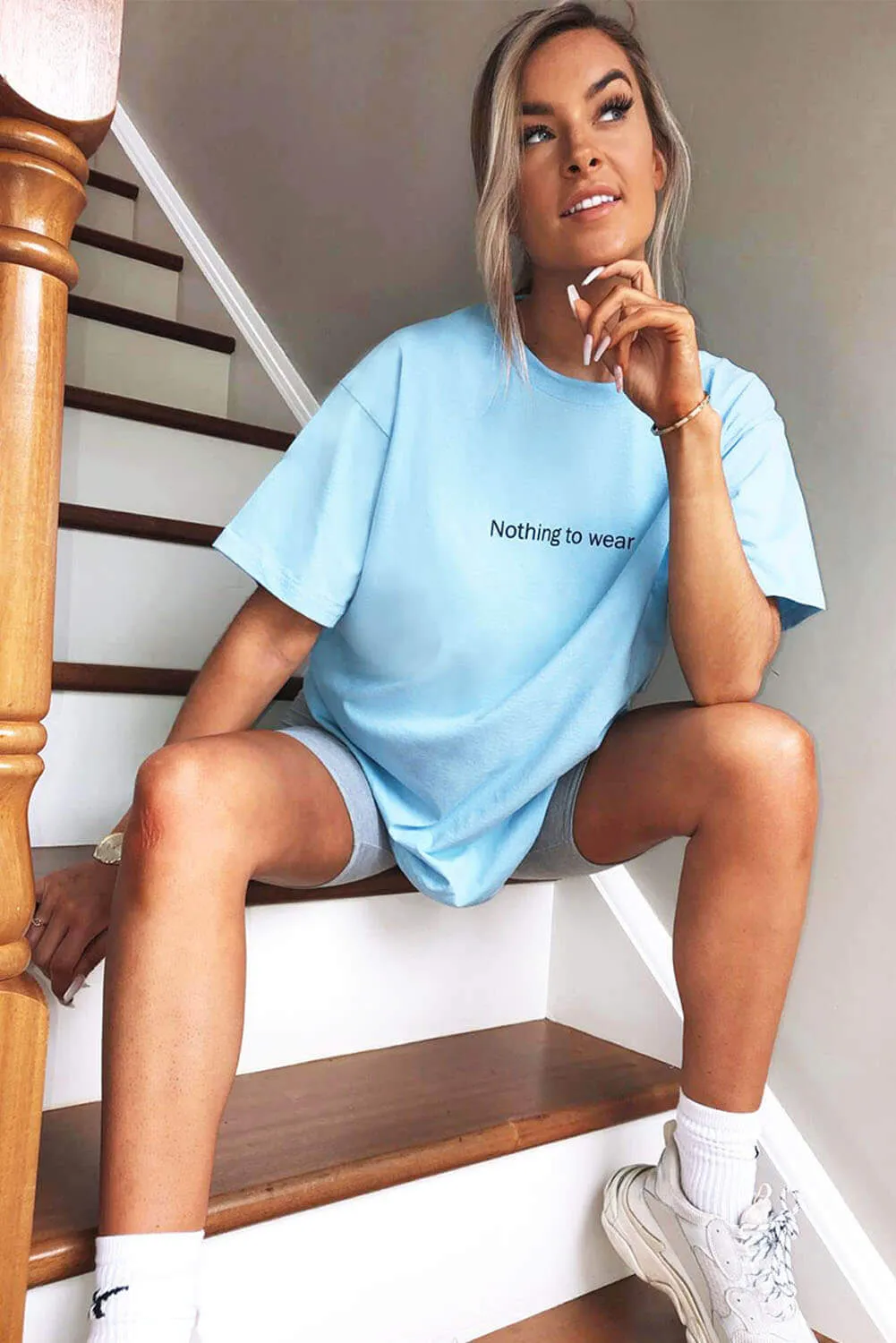 Sky Blue Nothing To Wear T Shirt sold by AX Paris product image thumbnail 3