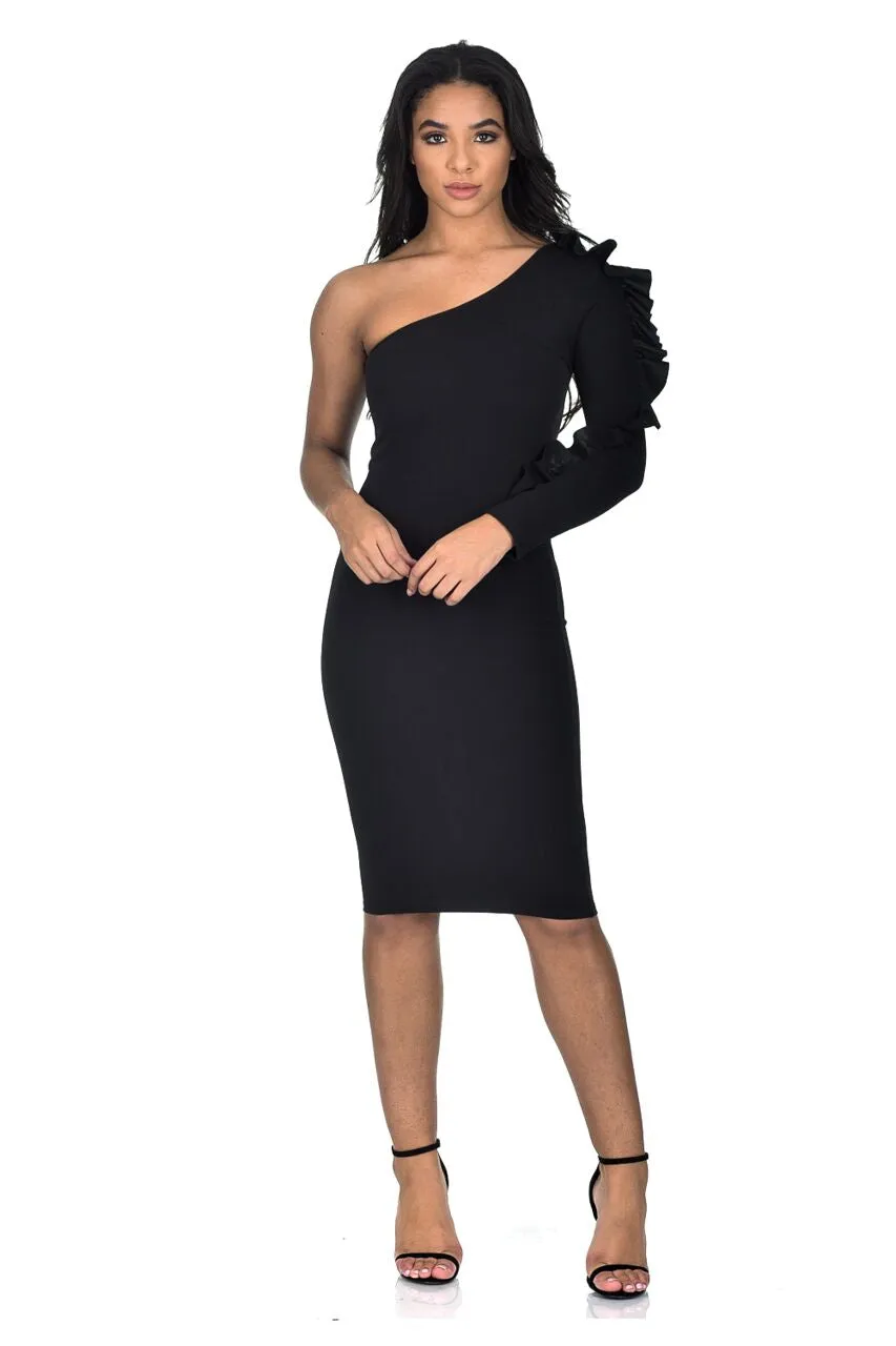 Black Ruffle Sleeve Dress sold by AX Paris product image thumbnail 2
