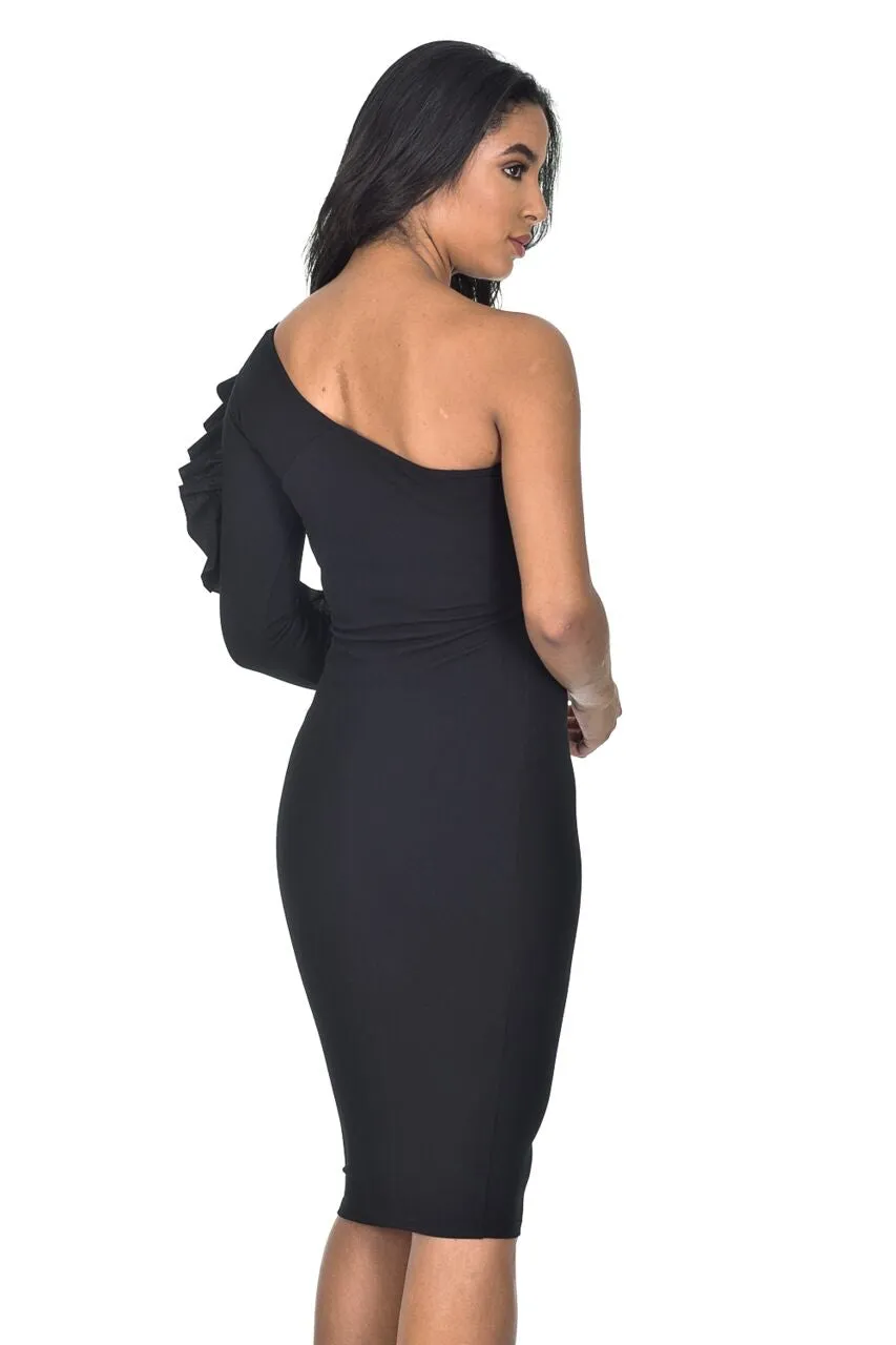 Black Ruffle Sleeve Dress sold by AX Paris product image thumbnail 3