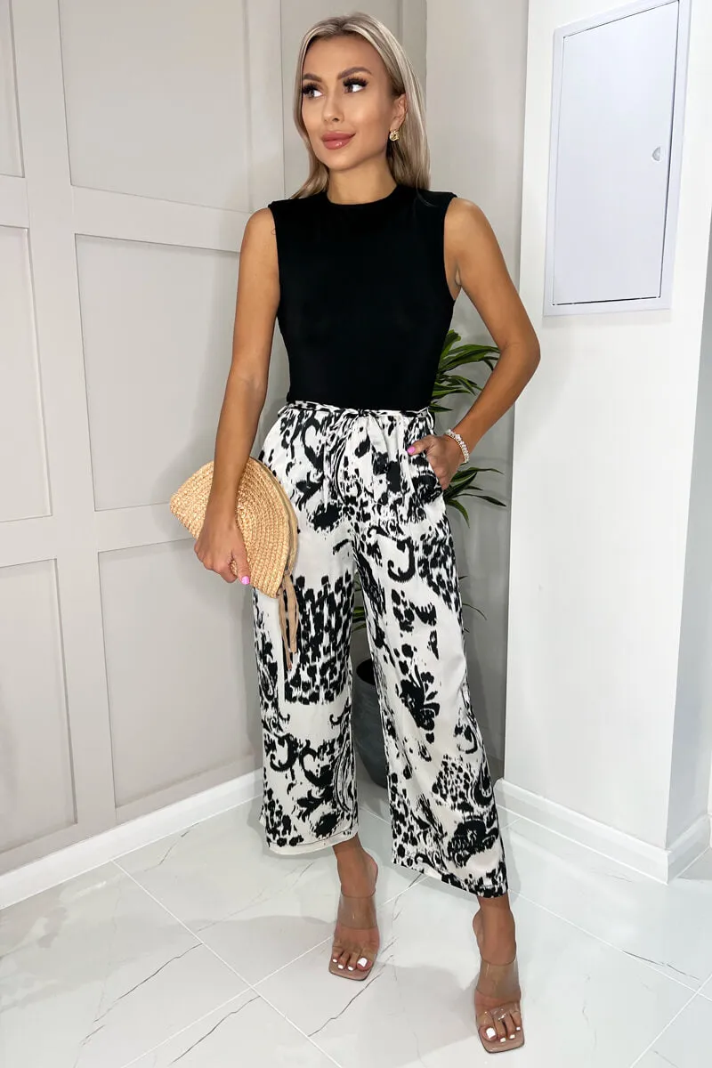 Black And Cream Printed 2 In 1 Belted Jumpsuit sold by AX Paris product image thumbnail 2