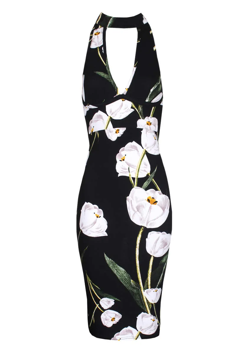 Black Choker Floral Midi Dress sold by AX Paris product image thumbnail 4