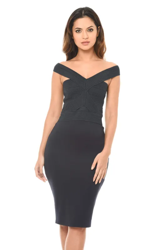 Navy Midi Dress With Bandage Top sold by AX Paris