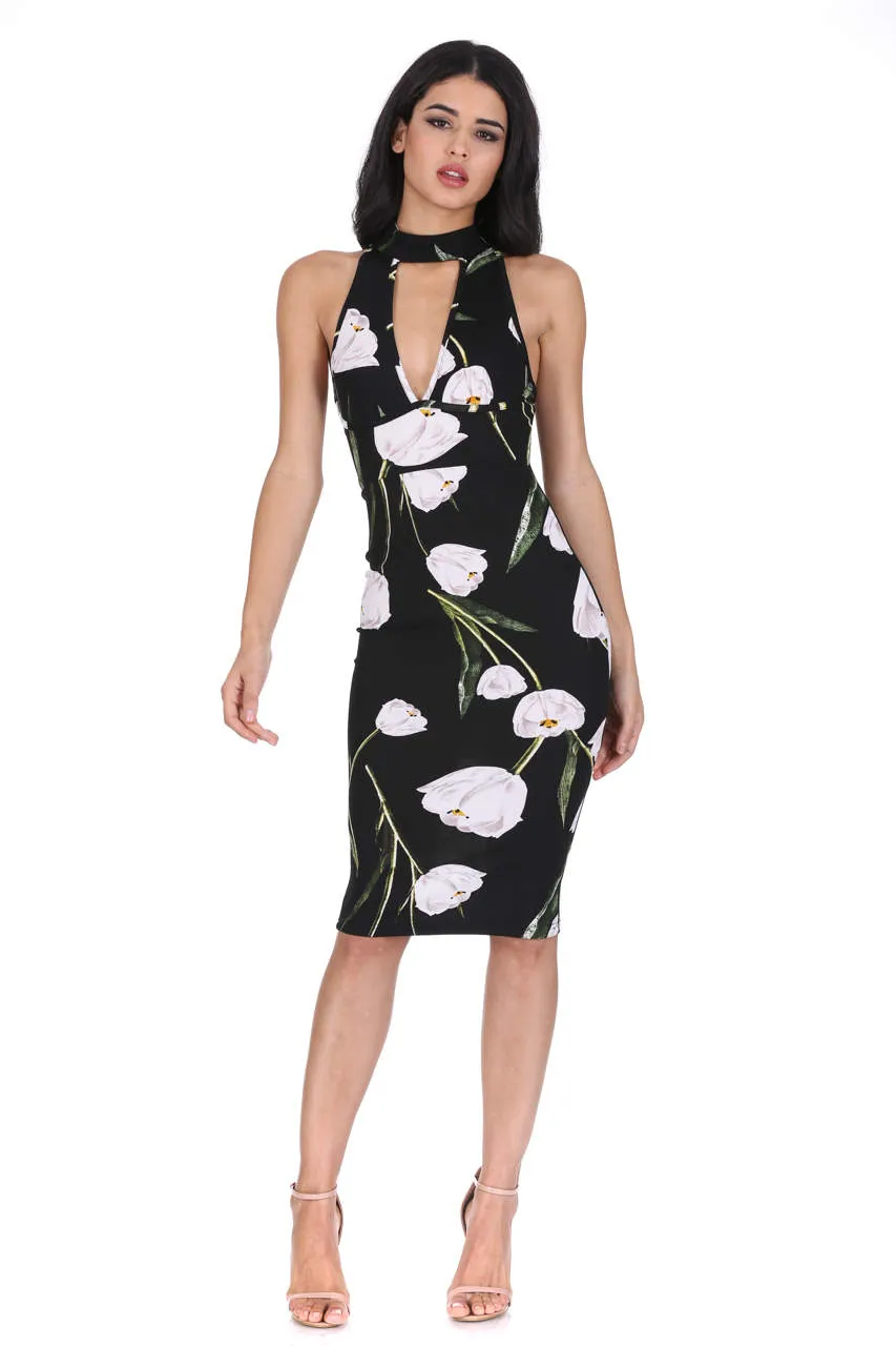 Black Choker Floral Midi Dress sold by AX Paris product image thumbnail 2