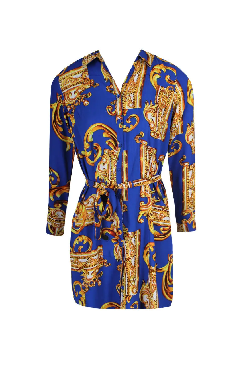 Blue Patterned Shirt Dress sold by AX Paris product image thumbnail 4