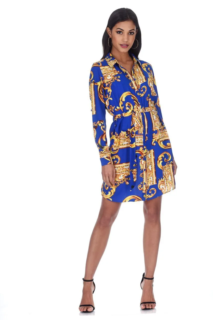 Blue Patterned Shirt Dress sold by AX Paris product image thumbnail 2