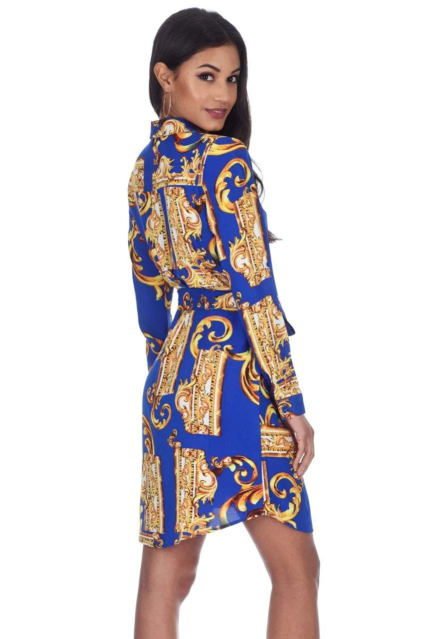 Blue Patterned Shirt Dress sold by AX Paris product image thumbnail 3