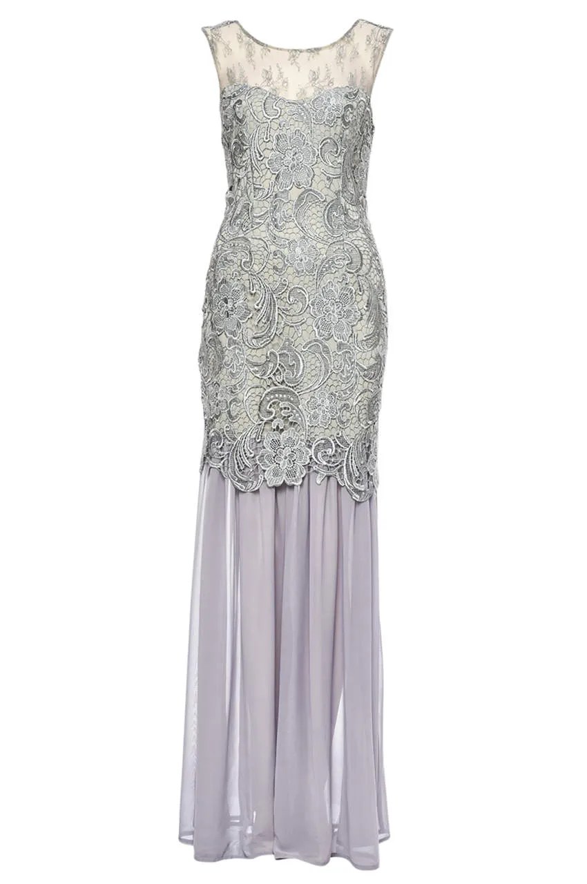 Grey Crochet Chiffon Maxi Dress sold by AX Paris product image thumbnail 4