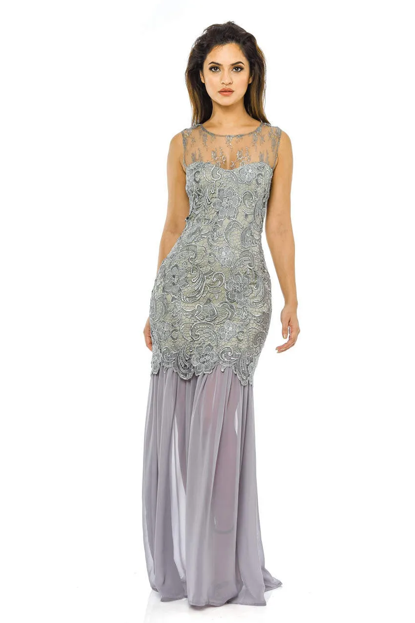 Grey Crochet Chiffon Maxi Dress sold by AX Paris product image thumbnail 2