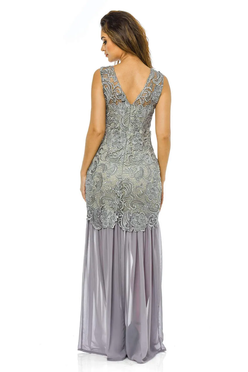 Grey Crochet Chiffon Maxi Dress sold by AX Paris product image thumbnail 3