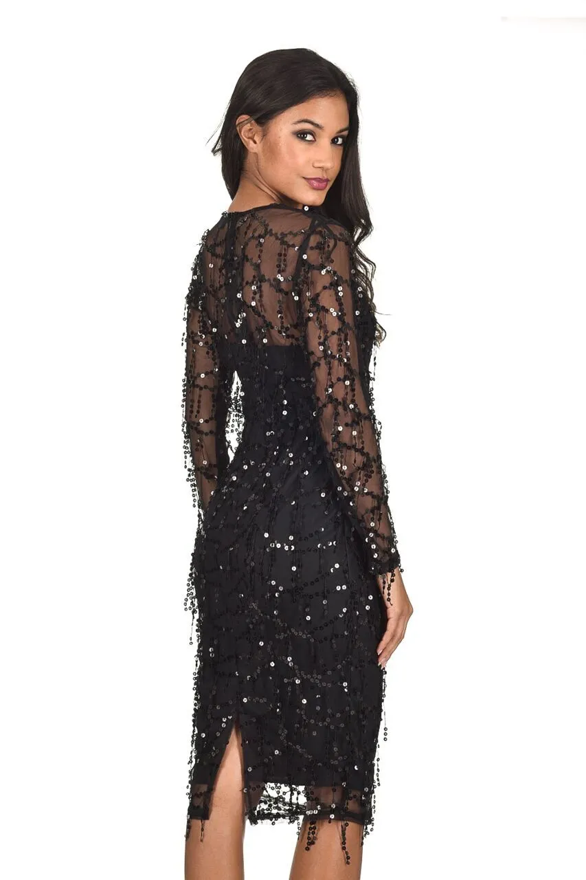 Black 3/4 Sleeve Sequin Dress sold by AX Paris product image thumbnail 3