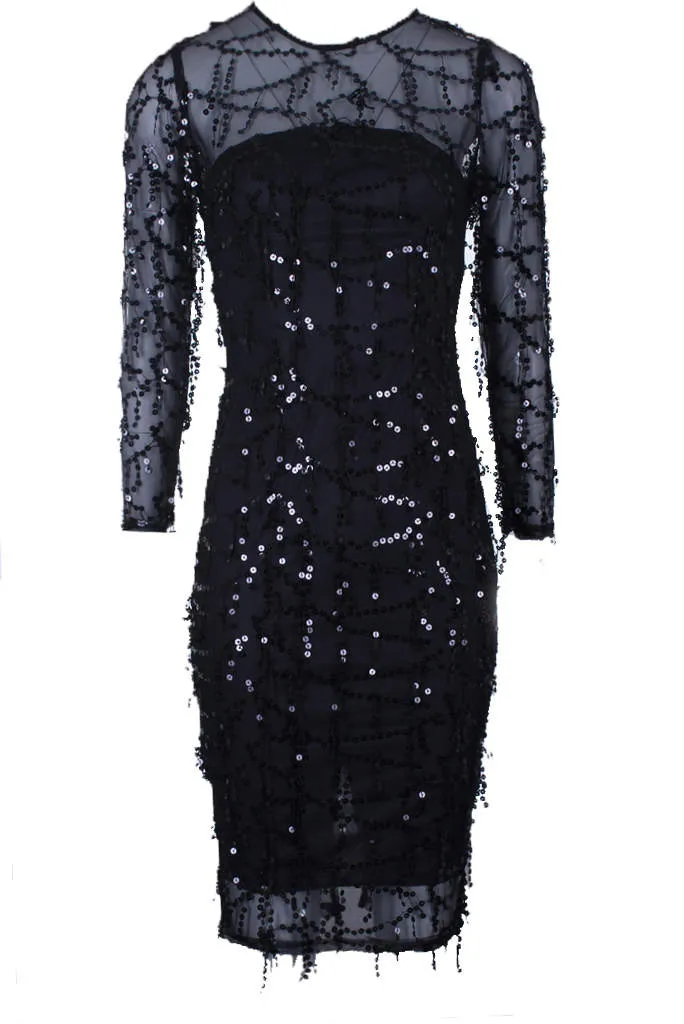 Black 3/4 Sleeve Sequin Dress sold by AX Paris product image thumbnail 4
