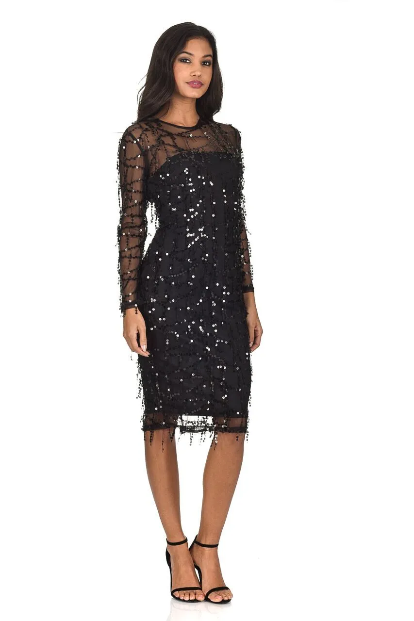 Black 3/4 Sleeve Sequin Dress sold by AX Paris product image thumbnail 2