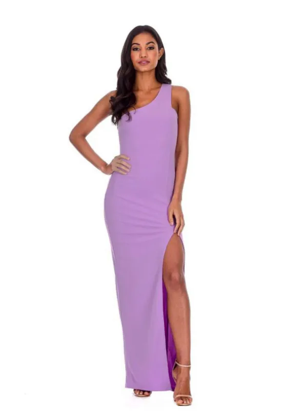 Lilac Asymmetric Thigh Split Maxi Dress sold by AX Paris