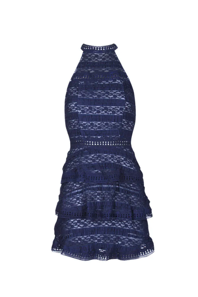 Navy Lace Layered Mini Dress sold by AX Paris product image thumbnail 4