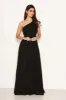 Black One Shoulder Pleated Maxi Dress sold by AX Paris