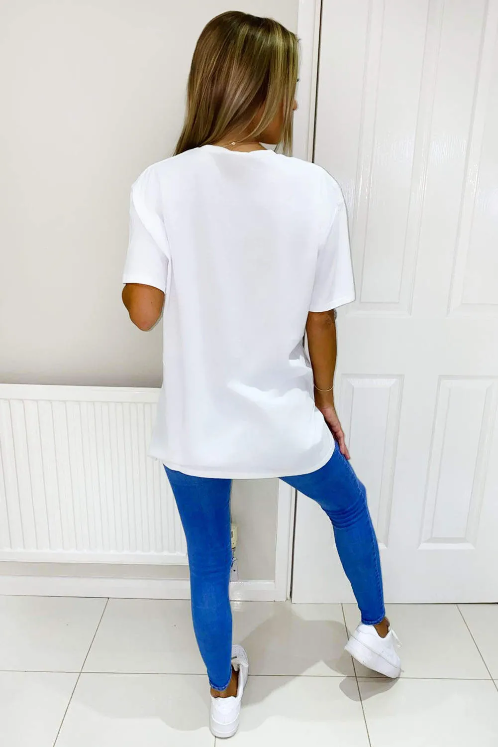 White Living The Dream Oversized T-Shirt sold by AX Paris product image thumbnail 5