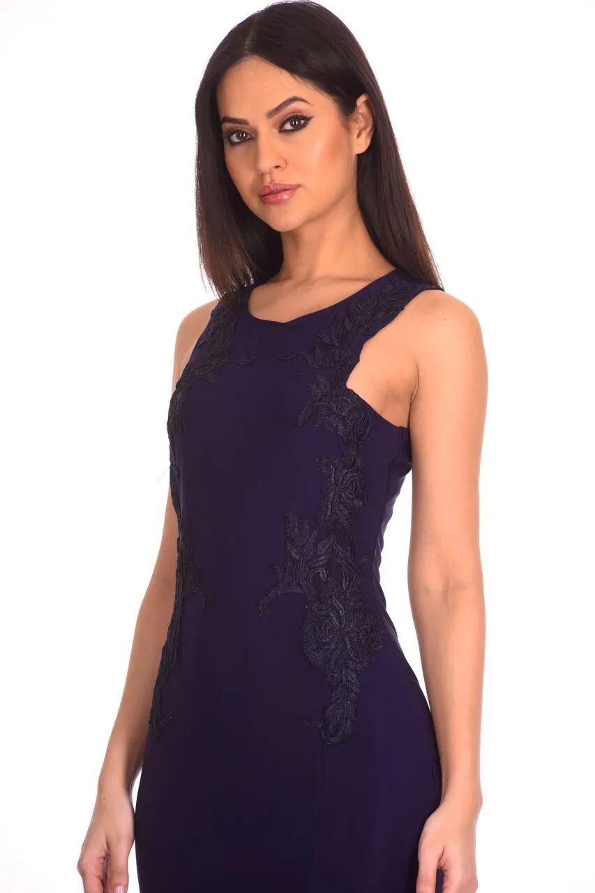 Navy Lace Detailing Maxi Dress sold by AX Paris product image thumbnail 5