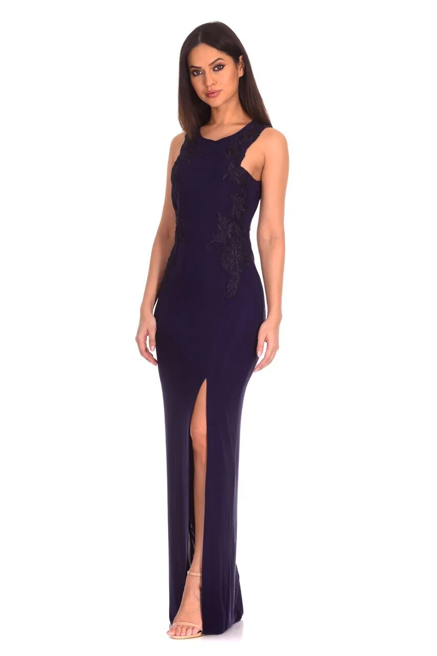 Navy Lace Detailing Maxi Dress sold by AX Paris product image thumbnail 2