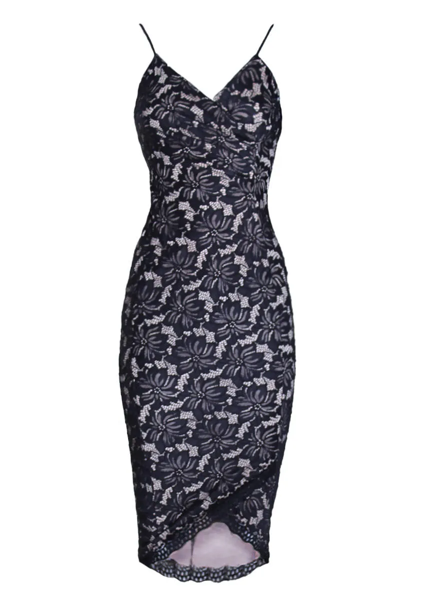 Black and Nude Lace Midi Dress sold by AX Paris product image thumbnail 2