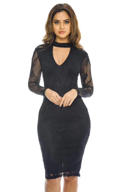 Black Choker   Lace Midi    Dress sold by AX Paris