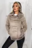 Stone Faux Suede Aviator Jacket sold by AX Paris