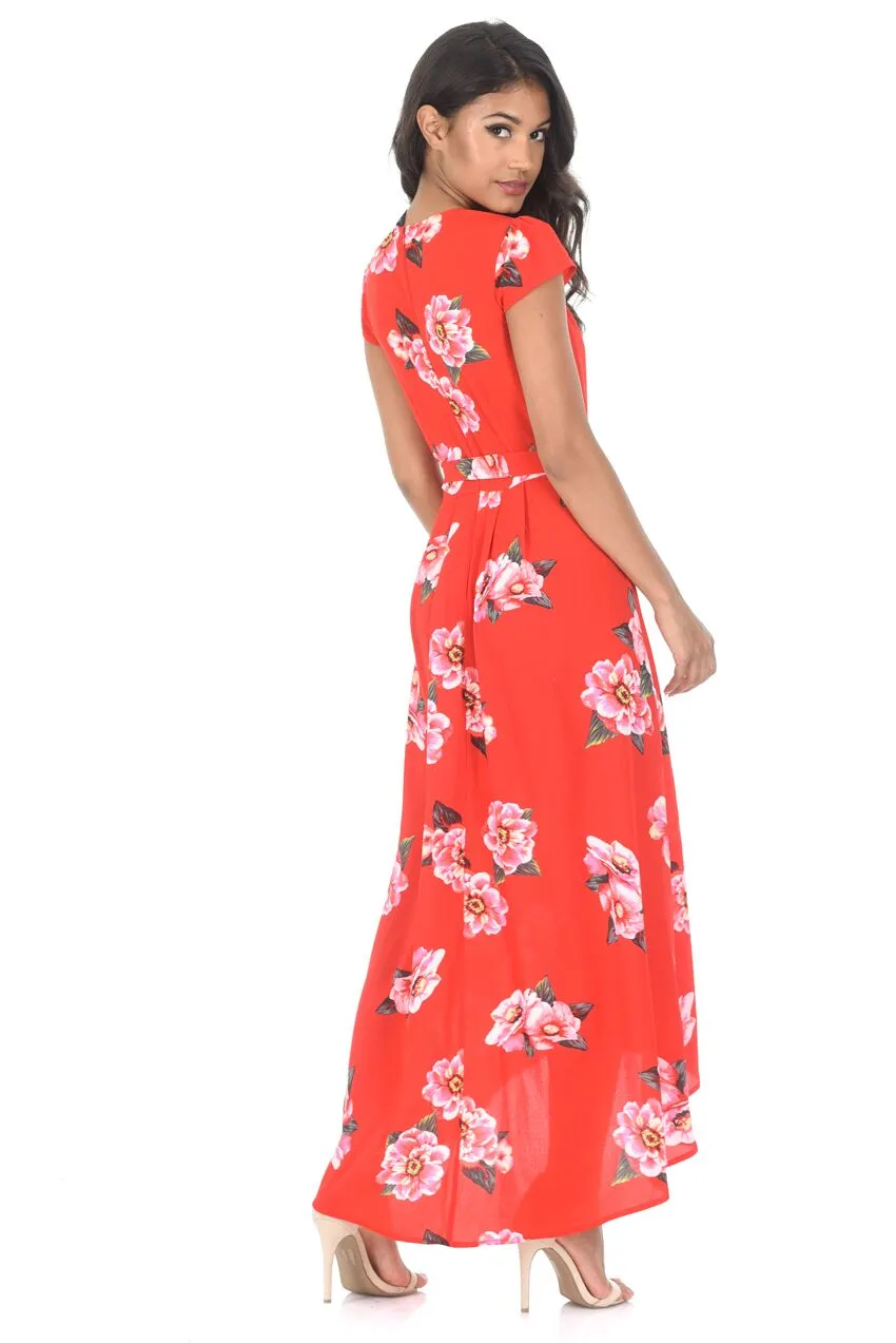 Red Floral Waterfall Dress sold by AX Paris product image thumbnail 4