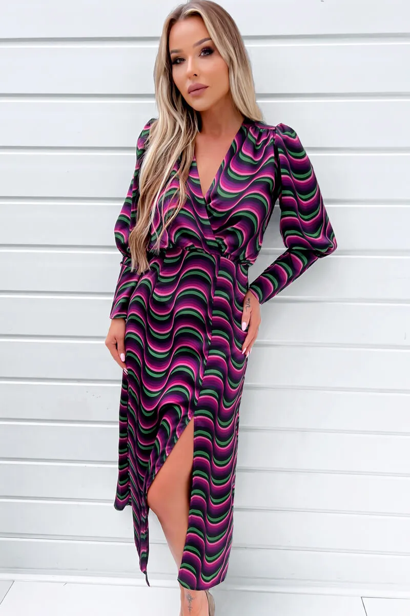 Multi Printed Long Sleeve Wrap Top Midi Dress sold by AX Paris product image thumbnail 3