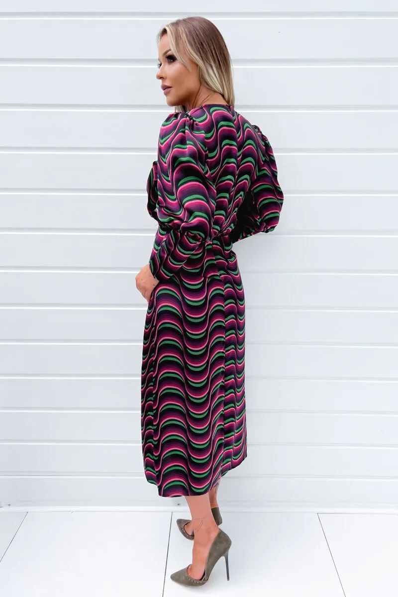 Multi Printed Long Sleeve Wrap Top Midi Dress sold by AX Paris product image thumbnail 4