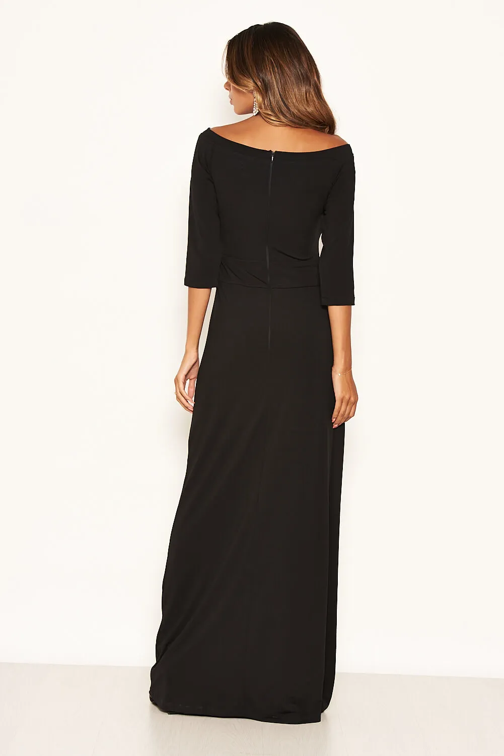 Black Off The Shoulder Slit Maxi Dress sold by AX Paris product image thumbnail 3