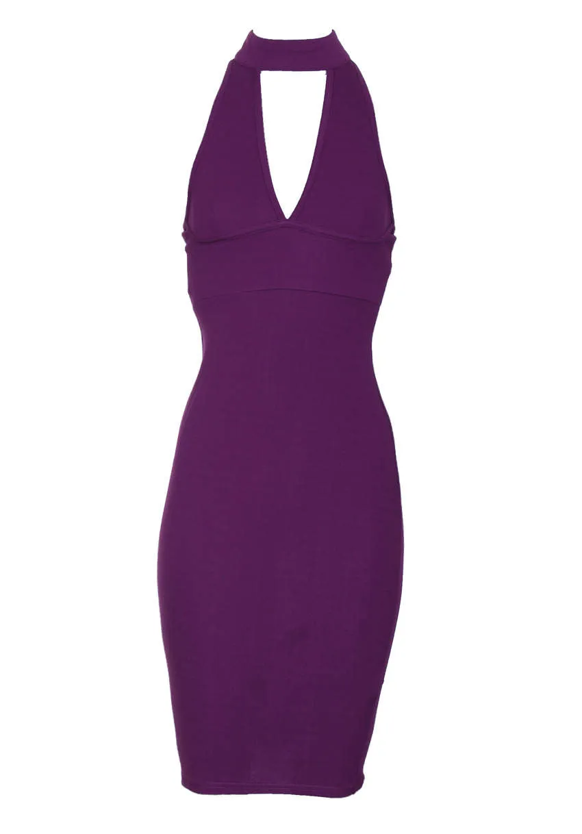 Plum Halter Cut Out Midi Dress sold by AX Paris product image thumbnail 5