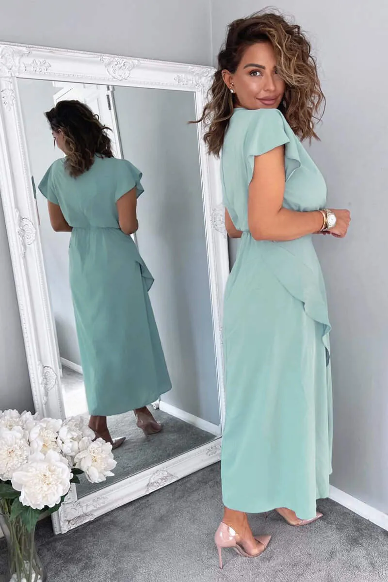 Duck Egg Frill Detail Double Split Skirt Midi Dress sold by AX Paris product image thumbnail 5