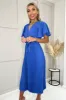 Blue Pleated Midi Dress with Tie Waist sold by AX Paris