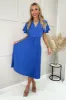 Blue Pleated Midi Dress with Tie Waist sold by AX Paris