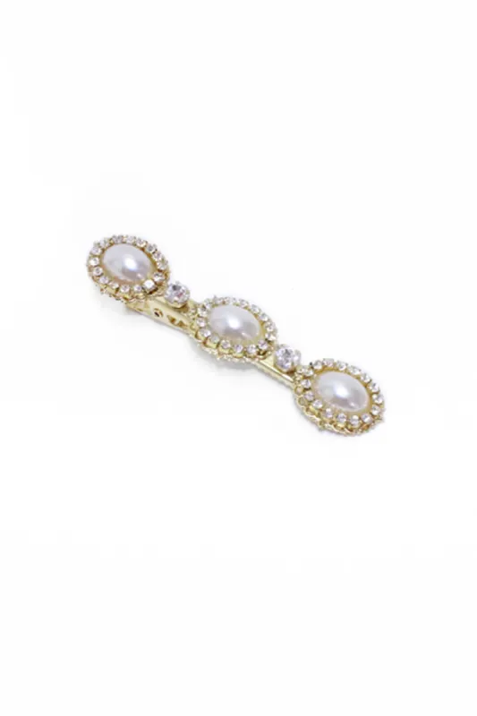 Gold Diamante Hair Clip With Oversized Pearls sold by AX Paris