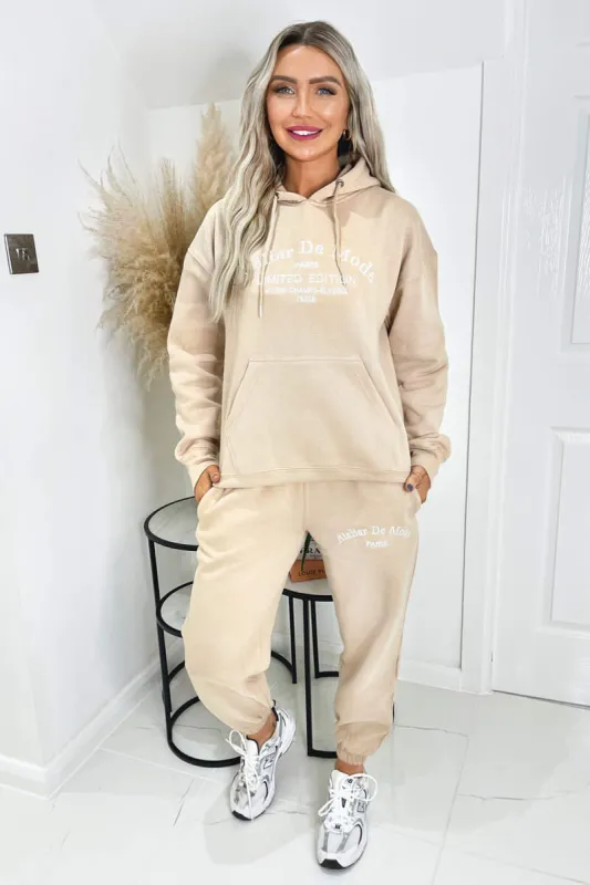 Stone Atelier Embroidered Slogan Hoodie Lounge Set sold by AX Paris