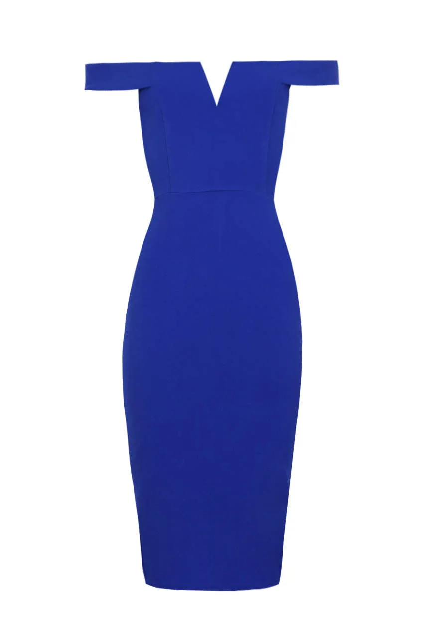 Cobalt Bardot Bodycon Dress sold by AX Paris product image thumbnail 4