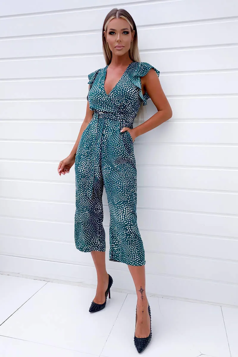 Green Spotted Belted Wrap Jumpsuit sold by AX Paris product image thumbnail 2
